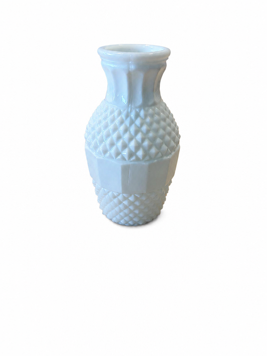 Knoppvas i opalglas från mitten av 1900-talet (Mid Century Modern) med hobnailmönster