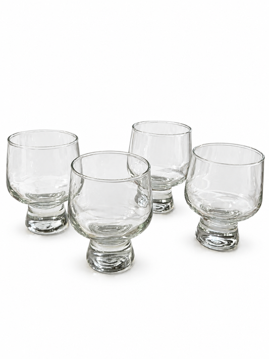 Fyra vintageglas med rundad kupa
