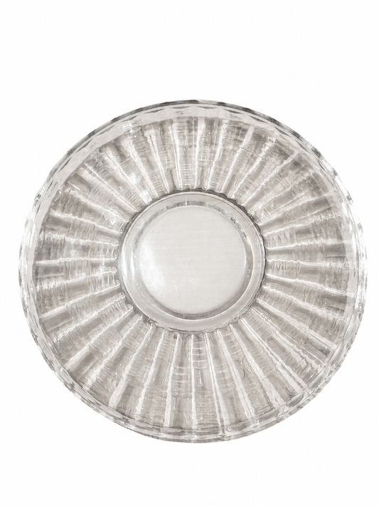 Vintage dessertassietter i Early American Pressed Glass-stil