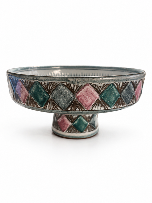 Fotskål med romb-dekor, Laholms Keramik – Marit Davidsson, 1950/60-tal
