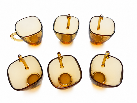 Vereco France Koppar i bärnstensfärgat glas - 6-pack