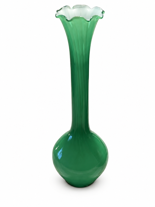 Fenton Art Glass – grön vintagevas