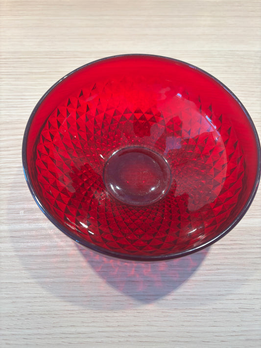 Glasskål i rött glas – svensk design 1960-tal