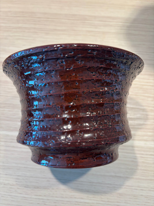 Retro Steninge blomkruka i keramik – brun strukturglasyr – 60/70-tal